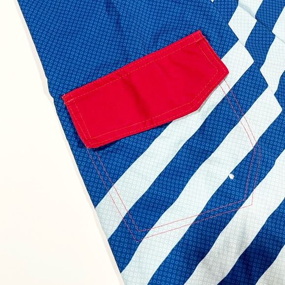 OP Swimming Trunks Board Shorts Blue & Red With Drawstrings & Pocket - Size 30 - Picture 4 of 8